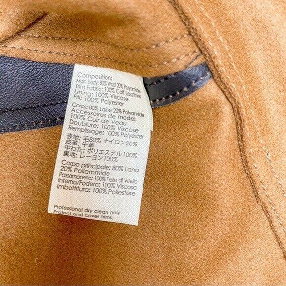 3.1 Phillip Lim Leather Moto Jacket Wool Blend Black Brown Biker 0 XS - Picture 6 of 8